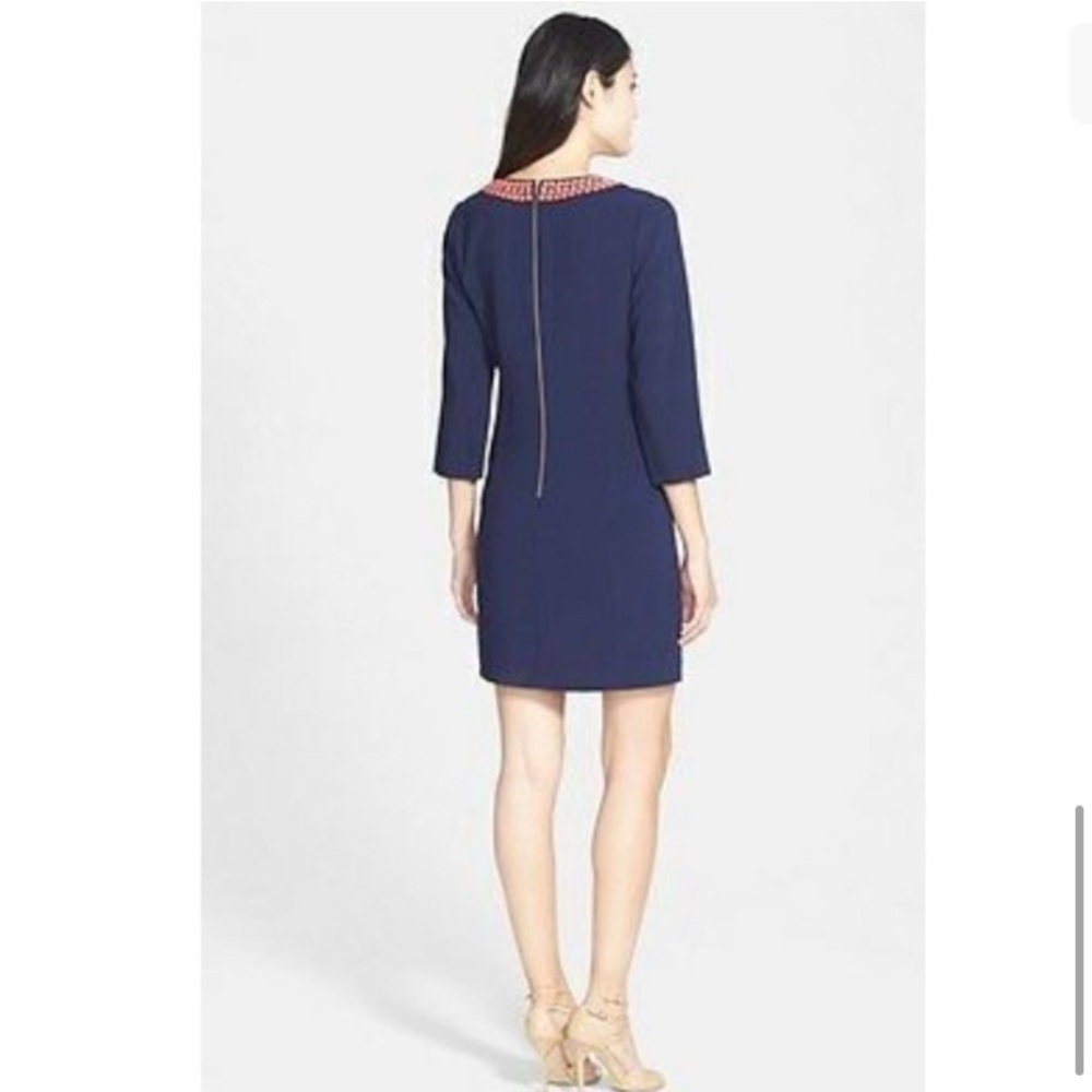 Lilly Pulitzer Bennett Shift Dress Navy Bead Embellished - Size 2 - Picture 3 of 13